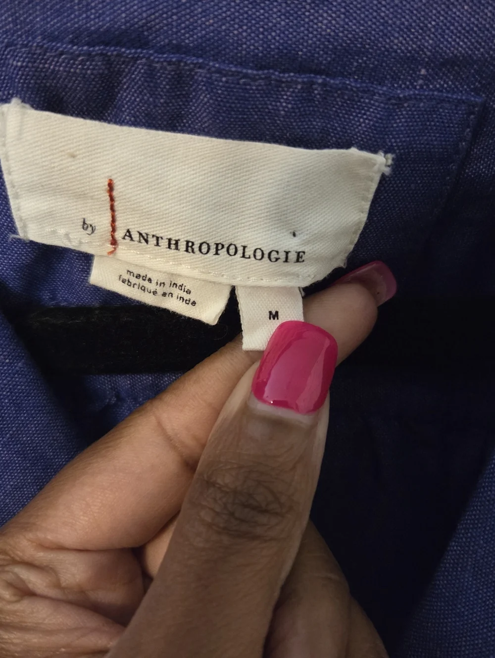 Anthropologie Womens Blue Linen Blend Oversized Boxy Boho Crop Top Sz M - Picture 11 of 12